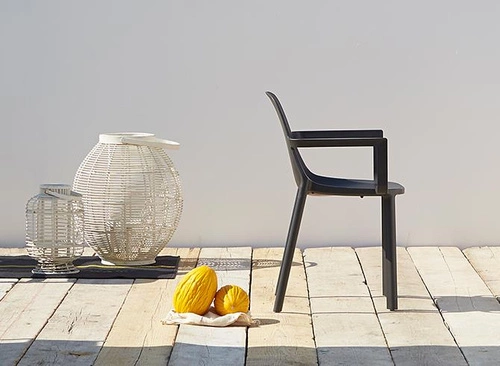 Krzesło ogrodowe PIU SCAB Design czerwone z tworzywa sztaplowane nowoczesne z podłokietnikami