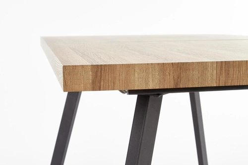 Stół rozkładany do jadalni Liner 140-180 cm loftowy blat MDF orzech miodowy czarne nogi Intesi