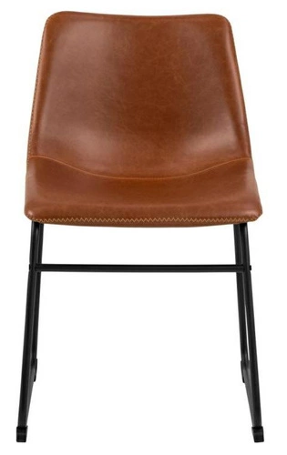 Krzesło do jadalni Oregon Actona tapicerowane ekoskóra brązowe na czarnych płozach nowoczesne