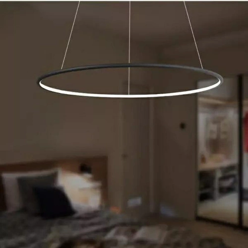 Lampa wisząca LED Ledowe Okręgi 60 cm czarna nowoczesna regulowana do salonu