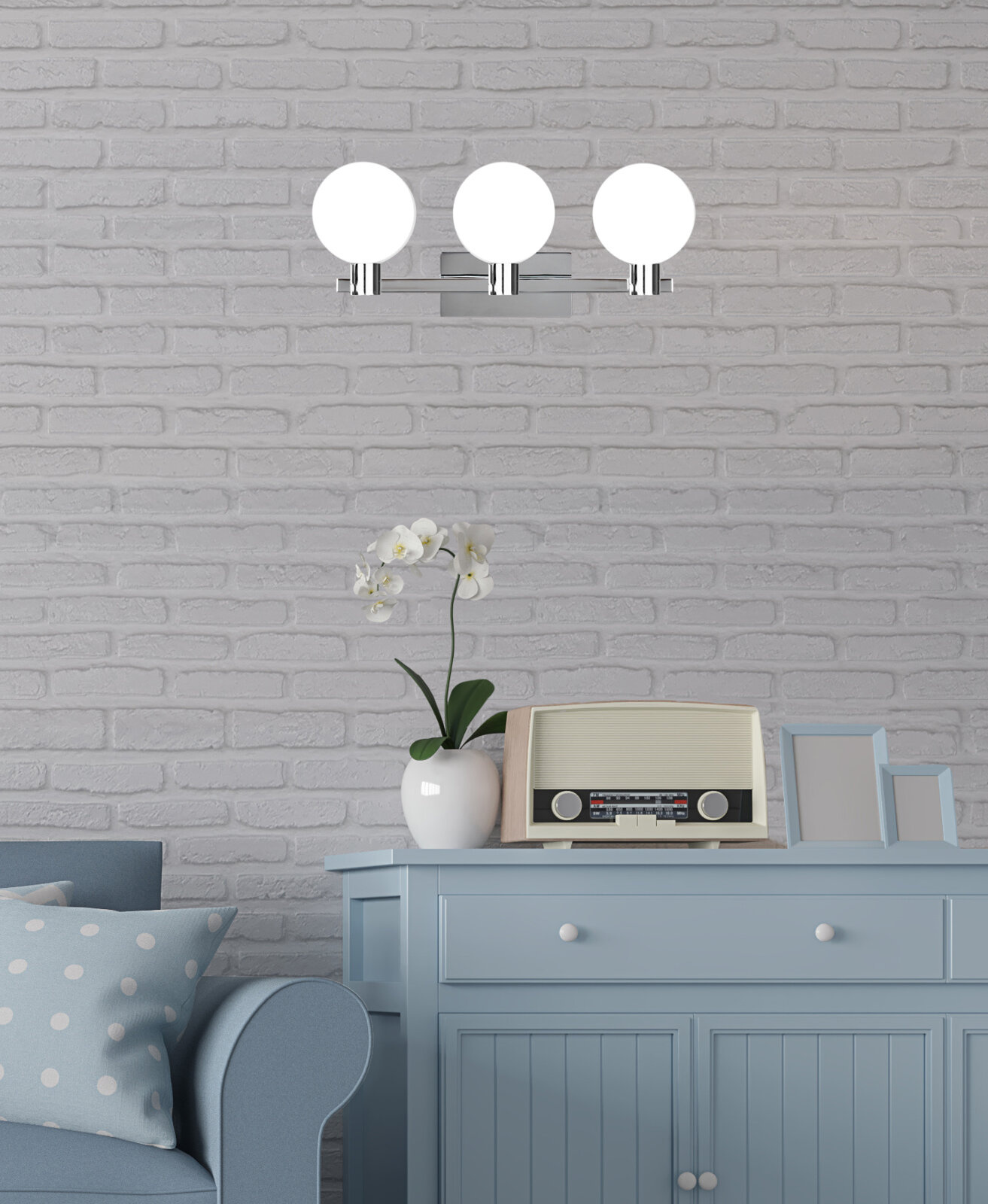 Kinkiet Maldus lampa chromowy 3x40W G9 klosz biały