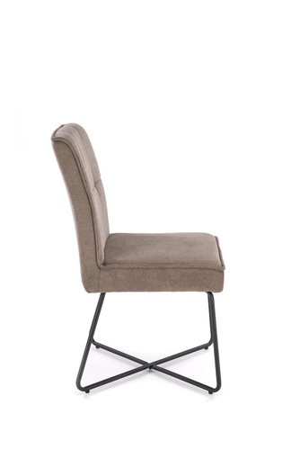 Krzesło tapicerowane Omara szare do jadalni nowoczesne pikowane na płozach Intesi