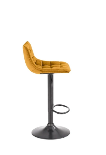 Hoker Plaid welurowy musztardowy z oparciem regulowany obrotowy nowoczesny do kuchni Intesi