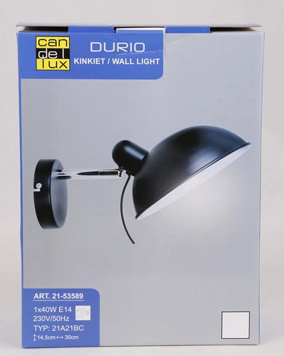 Kinkiet Durio 1x40W E14 czarny