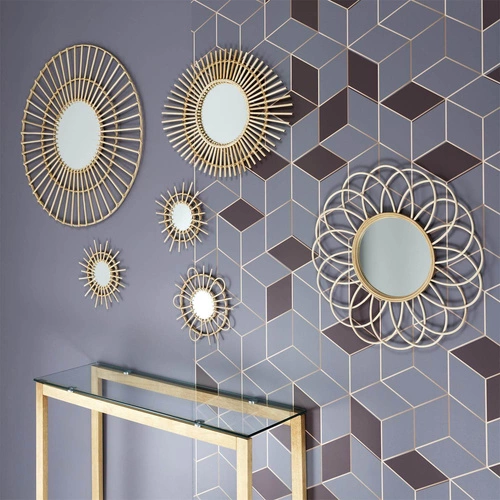 Zestaw 3 okrągłych luster rattanowych Lipsi boho wiszących do salonu i przedpokoju