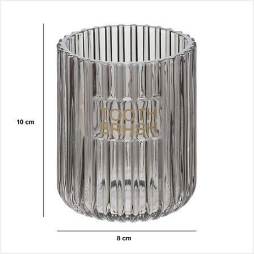 Kubek na szczoteczki do zębów Agathe szklany transparentny szary nowoczesny łazienkowy 5five