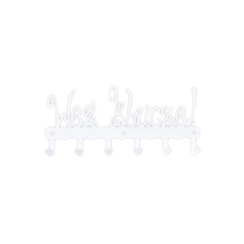 Wieszak ścienny na klucze Intesi Weź klucze biały nowoczesny do przedpokoju metalowy