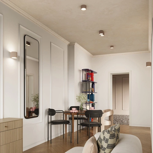 Plafon sufitowy nowoczesny AURA 2 beżowy do salonu i kuchni aluminium GX53