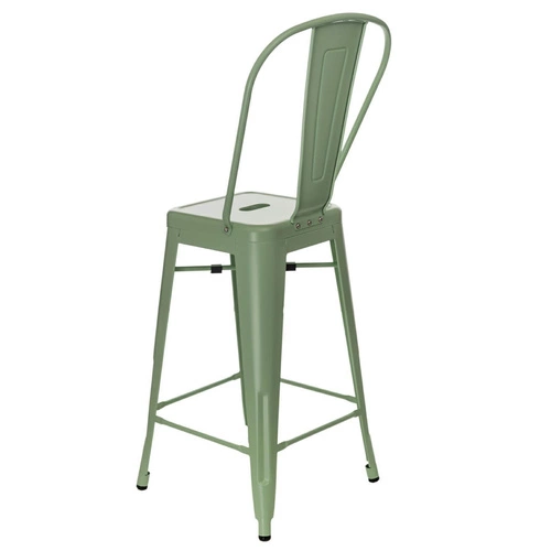 Hoker Paris Back 66 cm zielony metalowy z oparciem do kuchni i wyspy industrialny D2.DESIGN
