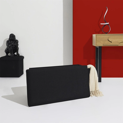 Pufa składana ze schowkiem Velse Atom czarna prostokątna nowoczesna do przedpokoju Intesi