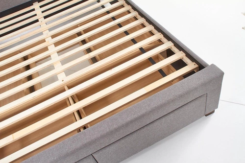 Łóżko tapicerowane Diana 160x200 do sypialni z szufladami i pojemnikiem szare nowoczesne