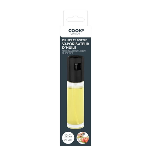 Intesi nowoczesna butelka na oliwę z sprayem 100 ml szklana transparentna