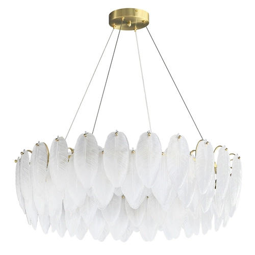 Lampa sufitowa PIUMA glamour biała złota szklana 80 cm do salonu i jadalni Step into Design