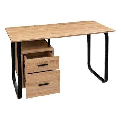 Biurko loftowe Brava do pracy z szufladami 120 cm nowoczesne czarno-naturalne 5five