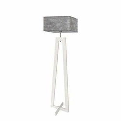Lampa stojąca do salonu JAWA szary melanż nowoczesna drewniana z abażurem Lysne 138 cm