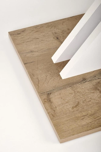 Stół rozkładany do jadalni Terol nowoczesny dąb lancelot biały blat 130–175x85 cm Intesi