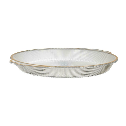 Taca Mirage 38,5cm owalna złoty brzeg     plastikowa