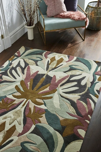 Dywan do salonu Melora Positano Succulent 170x240 wełniany kolorowy glamour łatwy w czyszczeniu