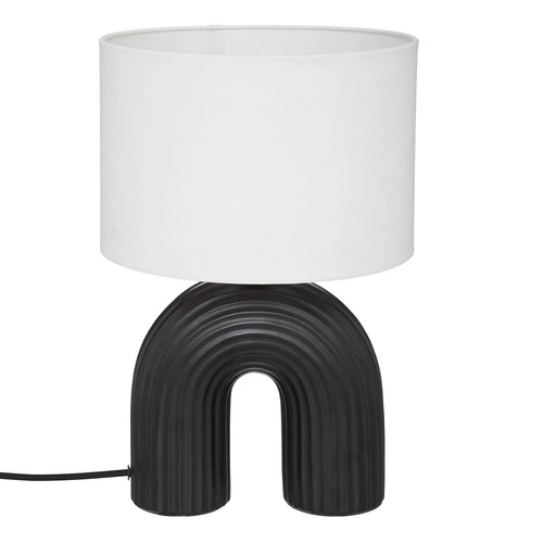 Lampka nocna ceramiczna czarna Eidel Atmosphera nowoczesna do sypialni z białym abażurem 40,5 cm