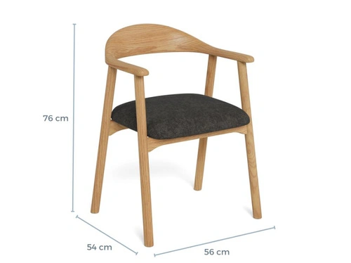 Actona Addi krzesło do jadalni skandynawskie szare z podłokietnikami