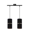 Lampa wisząca Gina czarny 2x60 E27  abażur 12x25 czarny złota folia+złoty pasek