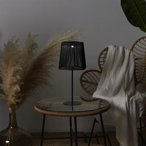 Lampa stołowa LED solarna Merrill czarna do ogrodu i na taras odporna na warunki zewnętrzne