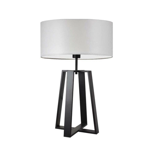 Lampka nocna do sypialni Thor nowoczesna z abażurem jasny szary na czarnym stelażu LYSNE