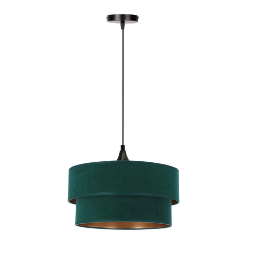 Lampa wisząca Scopello czarny 1x60 E27  abażur duo 35+30 velur but.zieleń\złoto
