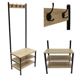 Intesi Country stojący wieszak do przedpokoju z półkami loftowy naturalny/czarny 175 cm
