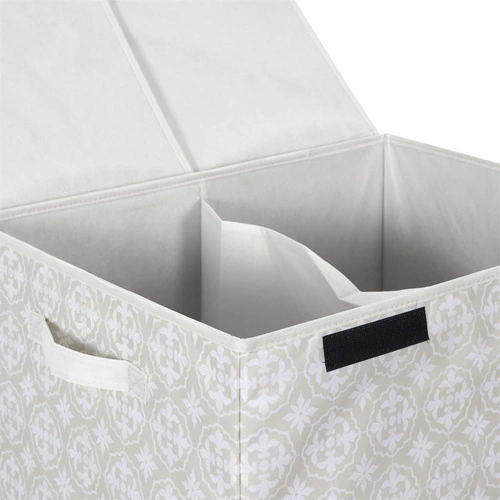 Intesi nowoczesny kosz na pranie 2 komory z pokrywą składany szary do łazienki 50x41x57