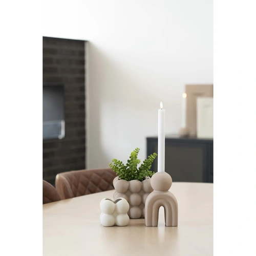 Świecznik ceramiczny House Nordic brązowy dekoracyjny 17 cm