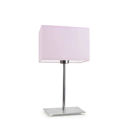 Lampka nocna do sypialni AMALFI nowoczesna z abażurem jasny różowy na chromowanym stelażu