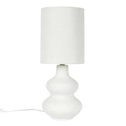 Lampka nocna ceramiczna Lamil kremowa z abażurem do sypialni nowoczesna Intesi 50 cm