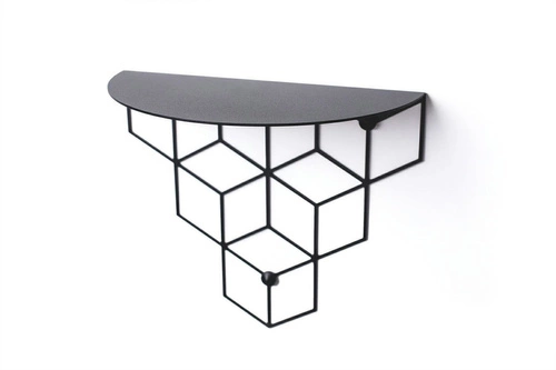 Stiga nowoczesna czarna półka ścienna metalowa do salonu i sypialni POLYHEDRA 28 cm