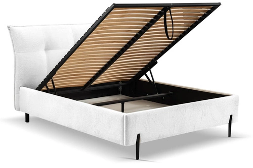 Łóżko tapicerowane Biscuit 180x200 białe z pojemnikiem nowoczesne do sypialni