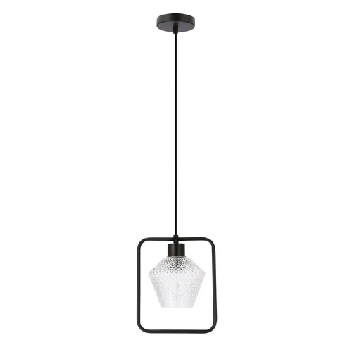 Lampa wisząca Niko czarny 1x40W E27  klosz bezbarwny karbowany