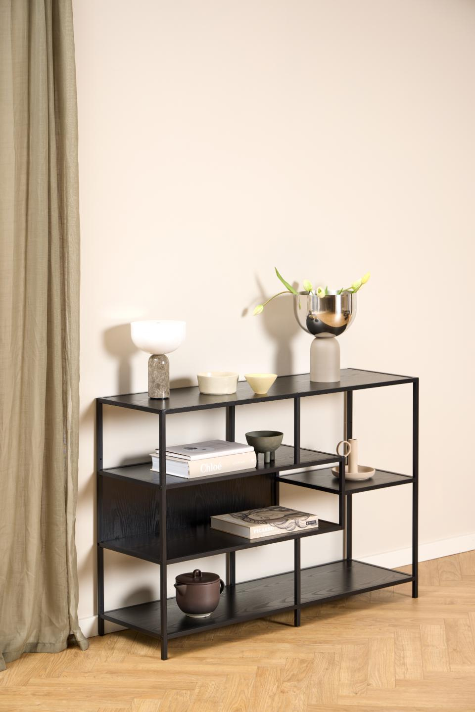 Regał metalowy loftowy Seaford V Actona na książki 114 cm czarny