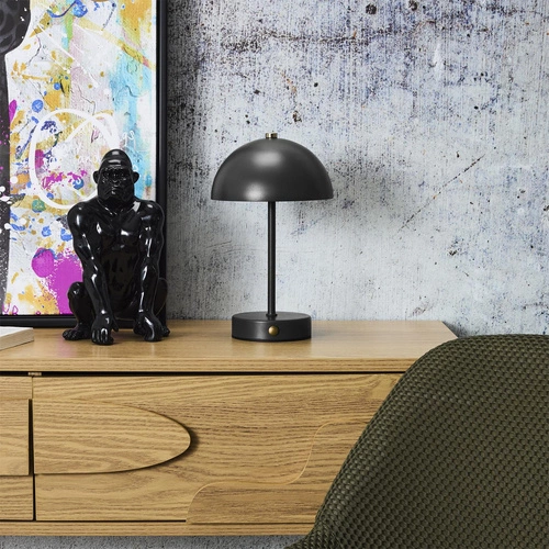 Lampka nocna LED Intesi Funghi czarna bezprzewodowa do sypialni z funkcją ściemniania