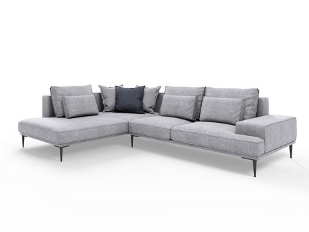 Narożnik z funkcją spania Liege Grey, Dark Blue,  Structured Fabric, Structured Fabric,  lewostronny