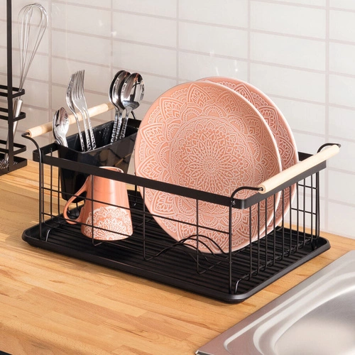 Ociekacz do naczyń czarny/drewno