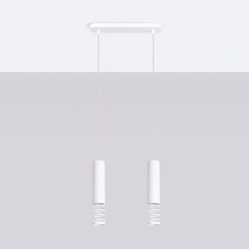 Lampa wisząca LAMI 2 biała nowoczesna metalowa do salonu, kuchni lub sypialni