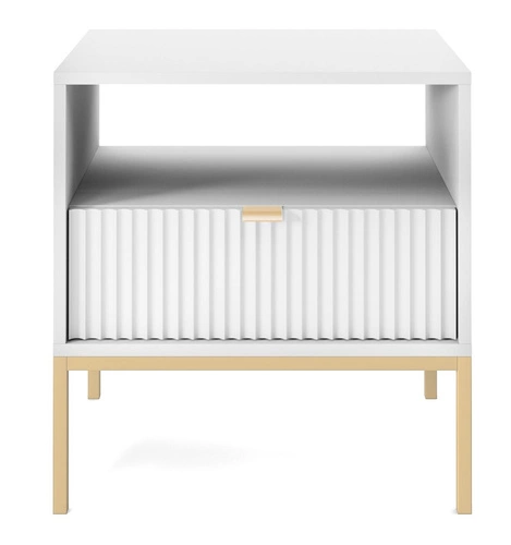 Zestaw mebli do sypialni biały/złoty Delicious ryflowane fronty