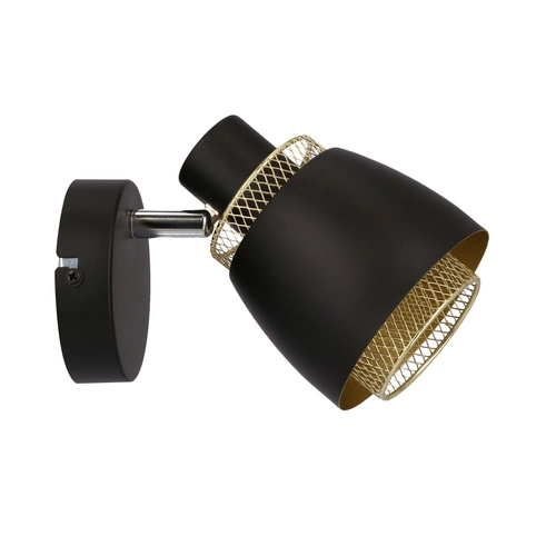 Kinkiet ścienny Aleksandria czarny ze złotym nowoczesny metalowy regulowany do sypialni lub salonu