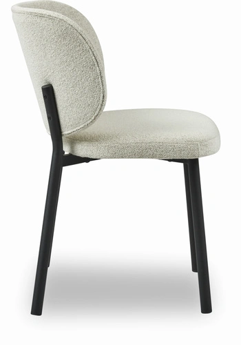 Krzesło tapicerowane boucle Naws białe do jadalni nowoczesne na czarnych nogach