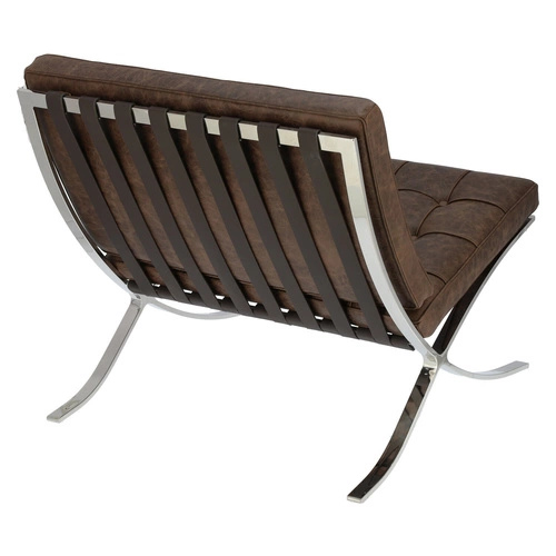 Fotel wypoczynkowy BA1 inspirowany Barcelona skórzany brązowy do salonu nowoczesny retro