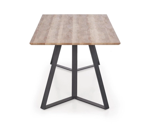 Stół do jadalni Gary loftowy nierozkładany orzech rustykalny czarne nogi 180x90 cm