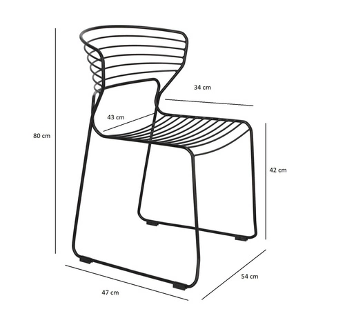 Krzesło Hilly czarne metalowe do jadalni i kuchni nowoczesne na płozach Intesi