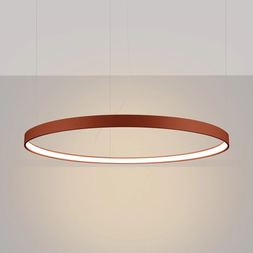 Nowoczesny żyrandol LED RIO 110 czerwony ochra regulowany do salonu, kuchni, jadalni