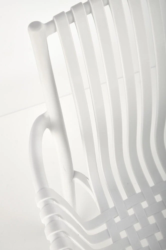 Krzesło Nathan białe Intesi nowoczesne do jadalni i ogrodu z podłokietnikami, łatwe czyszczenie