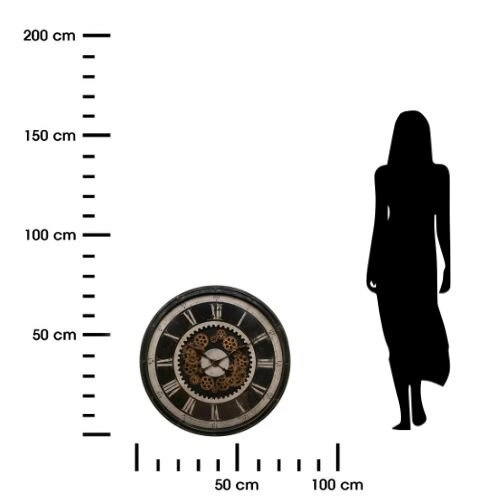 Duży zegar ścienny Charly 76 cm czarny retro cichy mechanizm do salonu Atmosphera